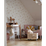 Pink Rabbits & Bows on Stripes Wallpaper 