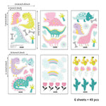 49Pcs/Set Cartoon Dinosaur Wall Stickers