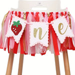 Sweet Strawberry-Themed High Chair Banner for First Birthday