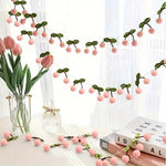 Felt Pink Cherry Garland Decoration (3String X 6.6Ft)  