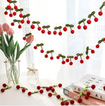 Felt Pink Cherry Garland Decoration (3String X 6.6Ft)  