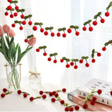 Felt Pink Cherry Garland Decoration (3String X 6.6Ft)  