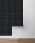 Tailor Plaid Peel and Stick Wallpaper (Dark Blue & Evergreen)