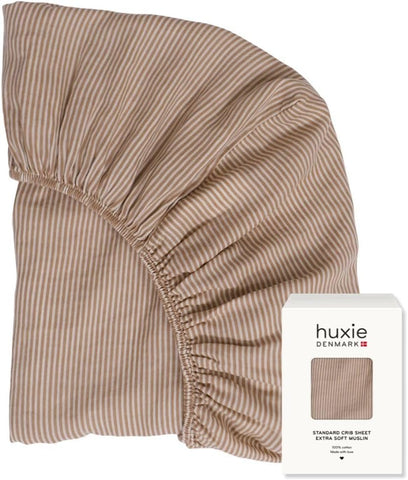 Crib Sheets – Organic Cotton Muslin Fitted Crib Sheet (Natural Stripe)
