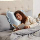 Heart-Shaped Satin Pillow with Ruffles – Romantic Decorative Cushion (40×35Cm)