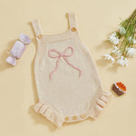 Bow Sleeveless Knitted Romper 