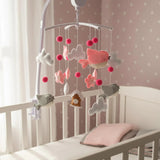 Christmas Bird Baby Mobile | Pink Robin Baby Mobile Handmade Felt Crib Mobile with Clouds, Flowers & Holiday Charm