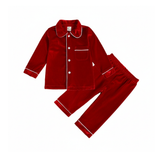 Luxury Velvet Christmas Red Pajamas & Robes for Kids Toddlers