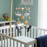 Ocean Baby Mobile – Handmade Felt Crib Mobile with Whale, Dolphin & Sea Animals | Coastal Nursery Decor Handmade Wool Felt Wood Hoop