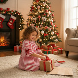 Luxury Classic Red & White Striped Christmas Pajamas for Kids