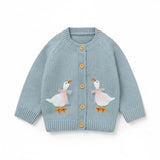 Baby Goose Knit Cardigan – Embroidered Duck Sweater | Soft Cotton Knit | Pink & Blue Variants | Cozy Baby Gift