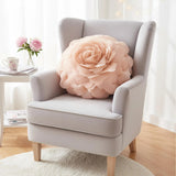 Large 3D Organza Rose Pillow with Core: Glam Floral Cushion, 53Cm
