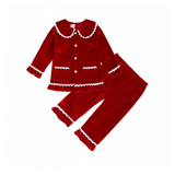 Luxury Velvet Christmas Red Pajamas & Robes for Kids Toddlers