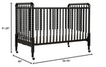 Jenny Lind 3-In-1 Convertible Crib in Ebony, Removable Wheels, Greenguard Gold Certified