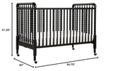 Jenny Lind 3-In-1 Convertible Crib in Ebony, Removable Wheels, Greenguard Gold Certified