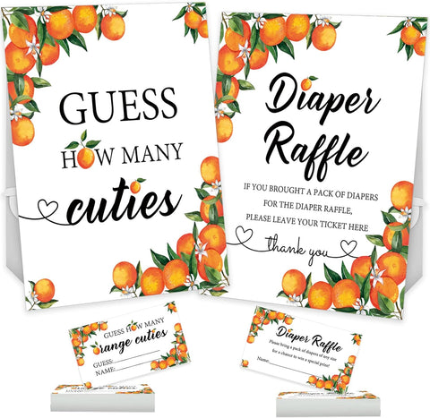 50 Little Cutie Diaper Raffle Tickets and Sign 