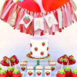 Sweet Strawberry-Themed High Chair Banner for First Birthday