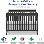 Baby Crib 5-In-1 Convertible, Wooden Cribs Converts to Toddler Bed