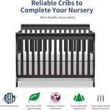 Baby Crib 5-In-1 Convertible, Wooden Cribs Converts to Toddler Bed