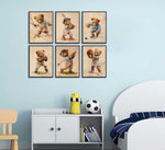 6Pcs Teddy Bear Sports Wall Posters