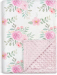 Strawberry Minky Baby Blanket 30 X 40 Inches for Girls, Soft Plush Receiving Blanket with Dotted Back, Gift for Toddler Newborn Infant Christmas Birthday Baby Shower