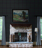 Tailor Plaid Peel and Stick Wallpaper (Dark Blue & Evergreen)