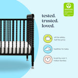 Jenny Lind 3-In-1 Convertible Crib in Ebony, Removable Wheels, Greenguard Gold Certified