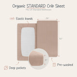 Crib Sheets – Organic Cotton Muslin Fitted Crib Sheet (Natural Stripe)