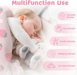Strawberry Minky Baby Blanket 30 X 40 Inches for Girls, Soft Plush Receiving Blanket with Dotted Back, Gift for Toddler Newborn Infant Christmas Birthday Baby Shower