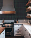Tailor Plaid Peel and Stick Wallpaper (Dark Blue & Evergreen)