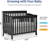 Baby Crib 5-In-1 Convertible, Wooden Cribs Converts to Toddler Bed