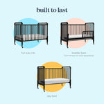 Jenny Lind 3-In-1 Convertible Crib in Ebony, Removable Wheels, Greenguard Gold Certified