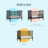 Jenny Lind 3-In-1 Convertible Crib in Ebony, Removable Wheels, Greenguard Gold Certified