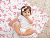 Pink Bow Baby Blanket for Girls