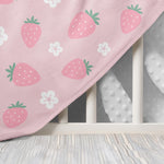Strawberry Minky Baby Blanket 30 X 40 Inches for Girls, Soft Plush Receiving Blanket with Dotted Back, Gift for Toddler Newborn Infant Christmas Birthday Baby Shower