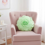 Large 3D Organza Rose Pillow with Core: Glam Floral Cushion, 53Cm