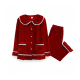 Luxury Velvet Christmas Red Pajamas & Robes for Kids Toddlers
