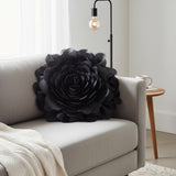 Large 3D Organza Rose Pillow with Core: Glam Floral Cushion, 53Cm
