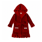 Luxury Velvet Christmas Red Pajamas & Robes for Kids Toddlers