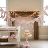 Pink Bow Garland Baby Shower Decor, Nursery Wall Decor for Baby Girl, Coquette Bow Decoration, Girly Room Decor