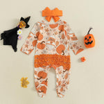 Pumpkin Baby Girl Boy Footie Romper One Piece Jumpsuit Sleeper Infant Clothes