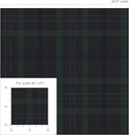 Tailor Plaid Peel and Stick Wallpaper (Dark Blue & Evergreen)