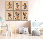 6Pcs Teddy Bear Sports Wall Posters