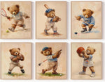 6Pcs Teddy Bear Sports Wall Posters