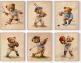 6Pcs Teddy Bear Sports Wall Posters