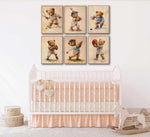 6Pcs Teddy Bear Sports Wall Posters