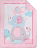 Pink Elephant Newborn Cot Bedding Set 3PCS