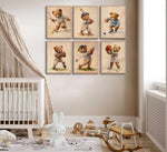 6Pcs Teddy Bear Sports Wall Posters