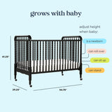 Jenny Lind 3-In-1 Convertible Crib in Ebony, Removable Wheels, Greenguard Gold Certified