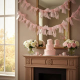 Pink Bow Garland Baby Shower Decor, Nursery Wall Decor for Baby Girl, Coquette Bow Decoration, Girly Room Decor